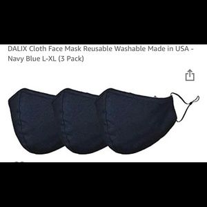 Dalix Unisex Reusable 3pk Navy Face Mask L-XL